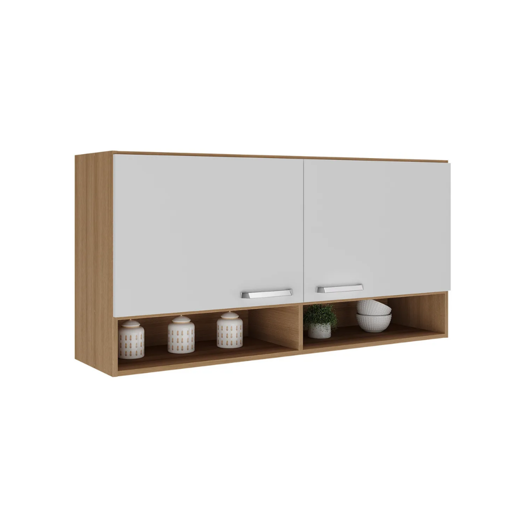 imagem de Armário Aéreo 120cm com 2 Portas Paris Multimóveis MP2214 Rustic/Branco